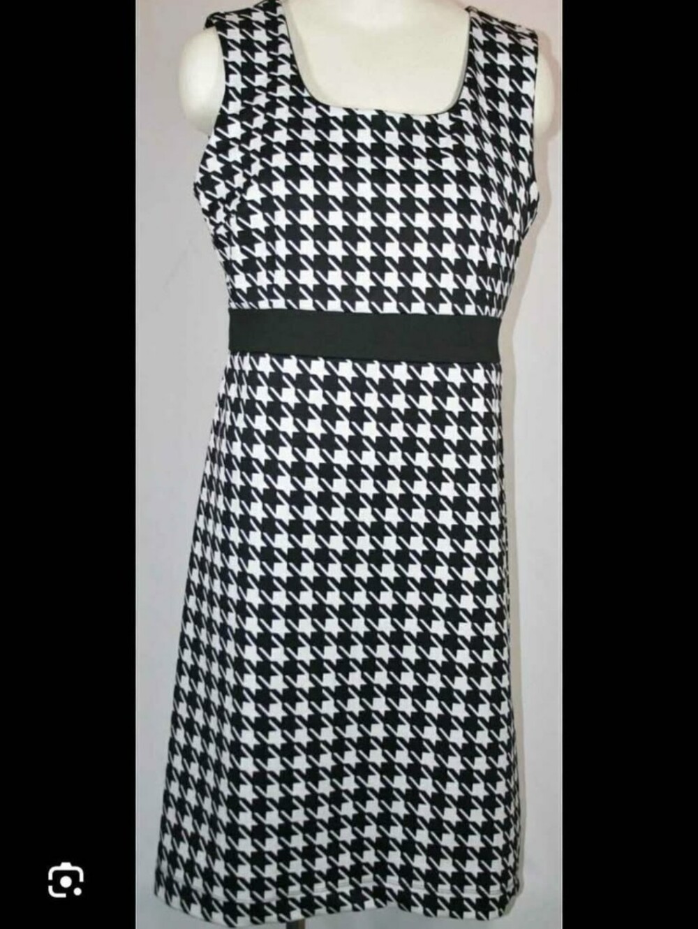 cleo Black and White Houndstooth Sleeveless Dress